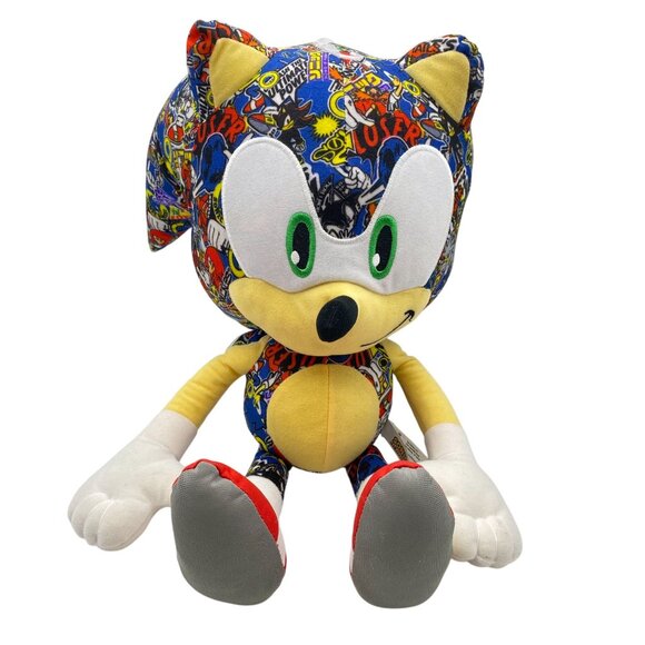 Sonic the Hedgehog Sticker Bomb Plush Large 18" Stuffed SEGA Toy cartoon print - Picture 1 of 10
